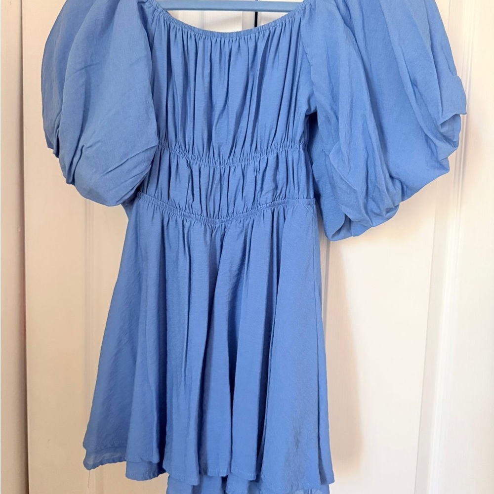 Blue Puff Sleeve Dress